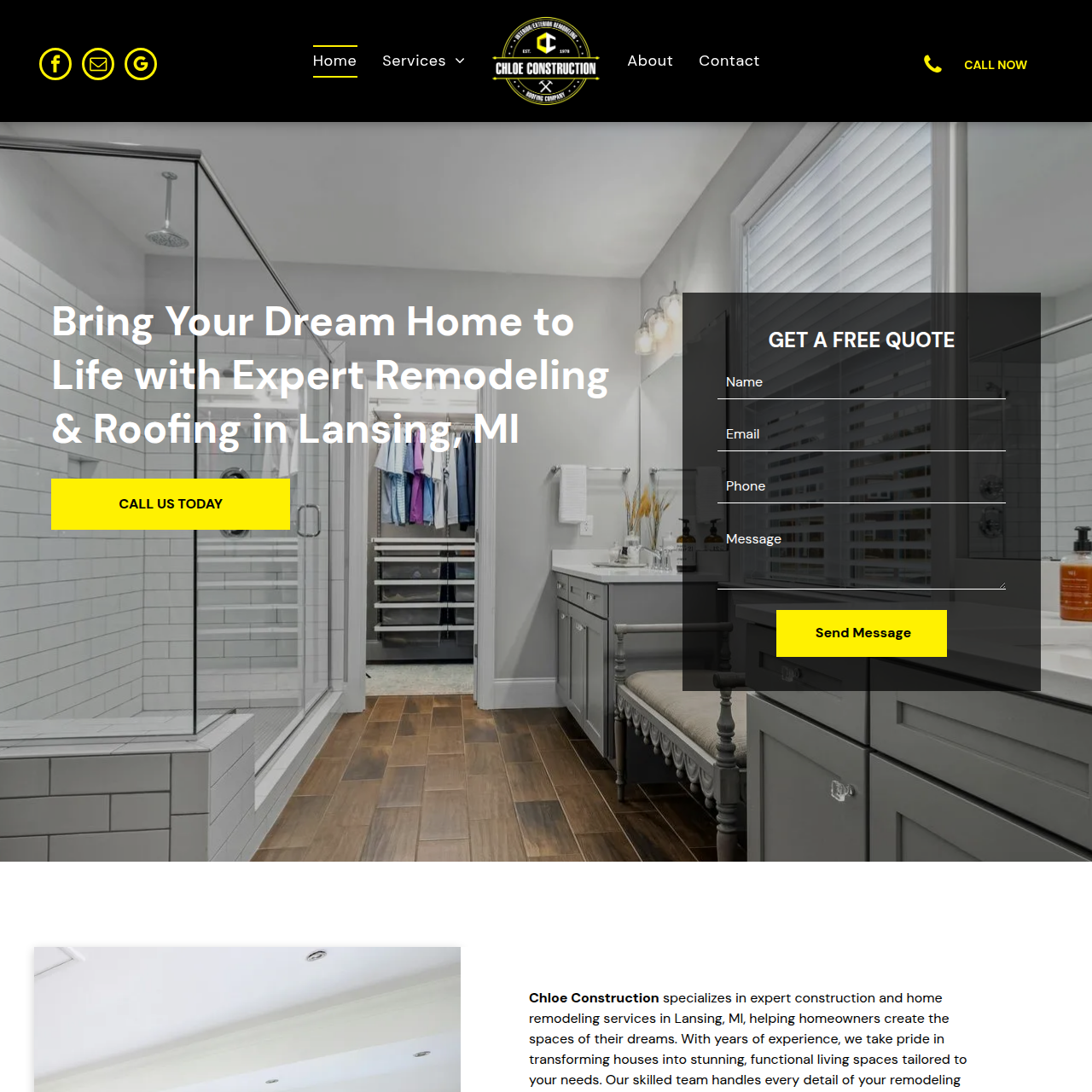 Thumbnail preview for the Chloe Roofing and Construction website project